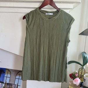 NWT Stateside Cap Sleeved Green Blouse